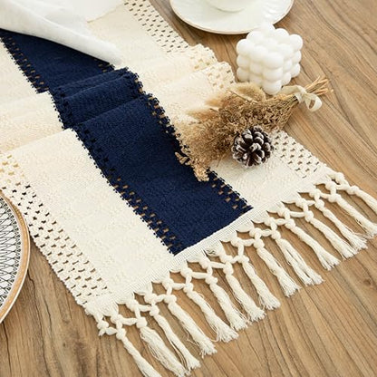 Boho Blue Table Runner, 12x36 Inches - color: Blue, size: 12" x 36"