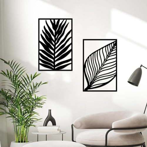 Resama 3 Pack Black Metal Monstera Palm Leaf Wall Decor - color: Black
