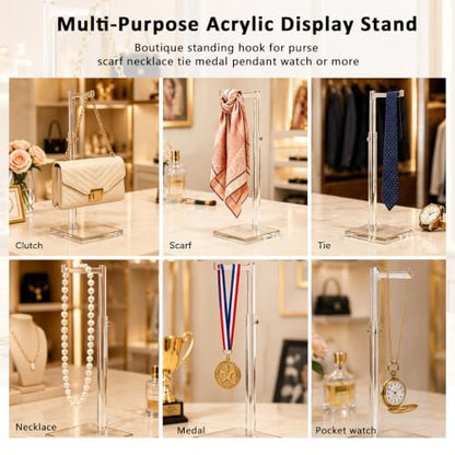 3-Pack Acrylic Purse Display Stands, 14"-24" Adjustable Handbag Holder - size: 3 Pack