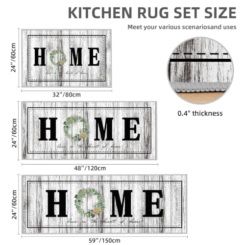 Kitchen Rugs Non Slip Washable Farmhouse Kitchen Mats for Floor, Grey - color: Home-grey1, size: 24"x32"+24"x48"+24"x59"