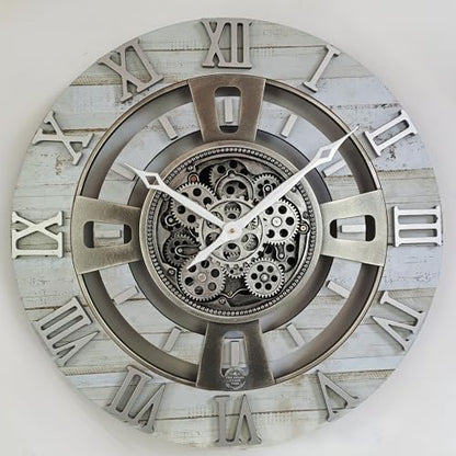 ImprovingLife The Gears Clock Real Moving Gear Wall Clock England Line (Desert Beige, 24 inches (60 cm)) - color: Desert Beige, size: 24 inches (60 cm)