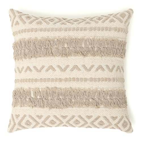 · REDEARTH · Textured Handwoven Throw Pillow Cases Geometric Craft Taupe - color: Geometric Craft Taupe, size: 18" x 18" (Pack of 2)