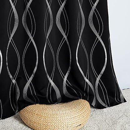 NICETOWN Blackout Curtain Panels 72 inches - Light Reducing Thermal Insulated Solid Grommet Blackout Curtains/Panels/Drapes for Living Room/Nursery/Kids Room (Set of 2, 52 inches by 72 Inch, Black) - color: 1 - Black, size: 52"W x 72"L (Pack of 2)