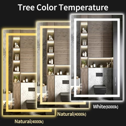 50"x30" LED Bathroom Mirror with Lights, Dimmable，Anti-Fog，Bathroom Vanity Mirror for Wall, Backlit + Front Lit, Memory Function, Shatter-Proof，Tempered Glass - size: 30"L x 50"W