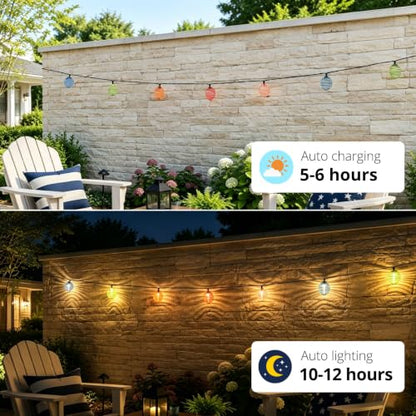 Solar String Lights Outdoor，Solar Patio Light with 20 Warm White LED