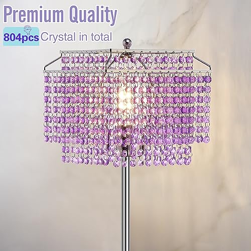 Crystal Floor Lamp Purple, 64" Tall Standing Lamps Elegant Floor Lamp - color: Purple