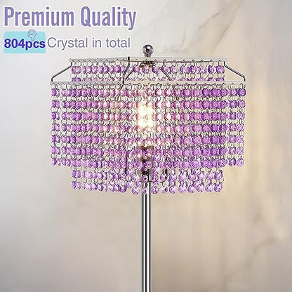 Crystal Floor Lamp Purple, 64" Tall Standing Lamps Elegant Floor Lamp - color: Purple