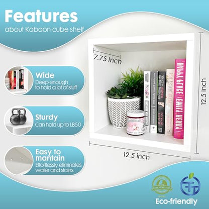 Kaboon Cube Shelves Set2, White Display Shelves Wall Mount 7.75" D x 12.5" W x 12.5" H, (White, Square 2 Cubes) - color: White, size: Square-Set2