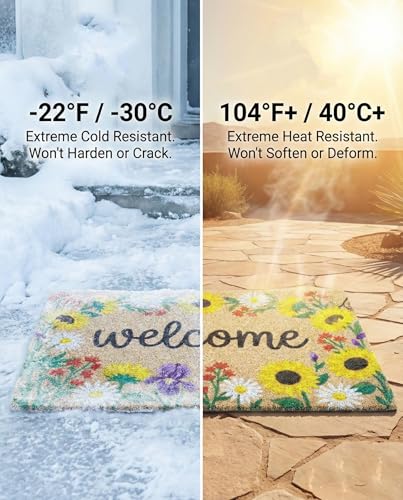 Sunflower Welcome Door Mat 20x30 Inch - color: Floral