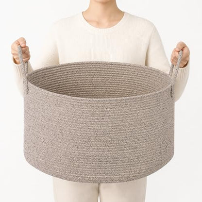Extra Large Woven Throw Blanket Basket, 20 x 12 in, Natural Beige - color: Brown, size: Extra Large