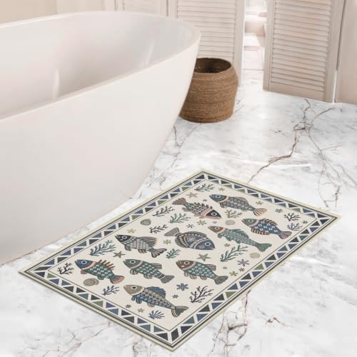 Fish Ocean Rug 3x5 for Living Room Coastal Rugs Low Pile Soft Non Slip - color: Fish, size: 3'x5' (Rectangular)