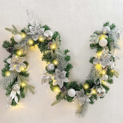 WANNA-CUL Pre-Lit 6ft Silver White Christmas Garland with 30 LED Lights - color: 05-sliver White