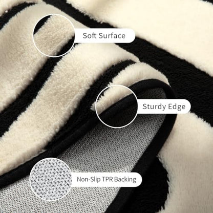 YIHOUSE Zebra Round Area Rugs 6ft: Modern Washable Non-Slip Circle Rug - color: Zebra (Black & Cream), size: 6' (Round)