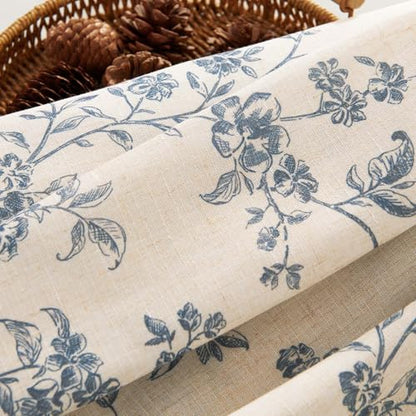 jinchan Blue Linen Floral Kitchen Tier Curtains and Valance Set 3 Pieces - color: Alisa | Blue on Linen, size: 26"W x 36"L (Pack of 3)