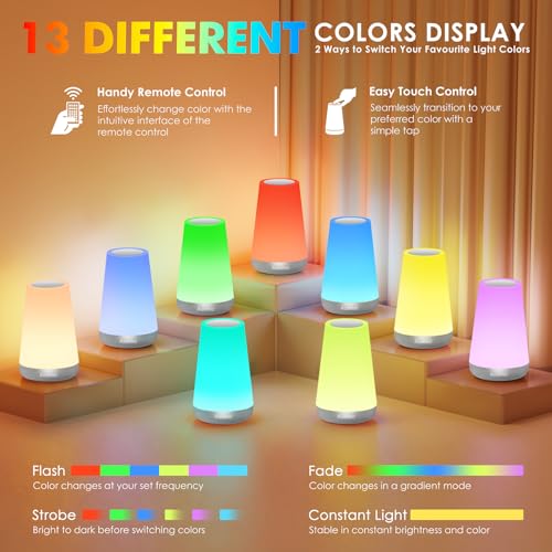 Auxmir Rechargeable Night Light, Touch Table Lamp with Remote, Silver - color: Silver