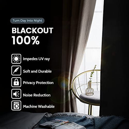 SimpleHome Cream 100% Blackout Curtains Room Darkening Living Room 45 Inch - color: Cream, size: 52"W x 45"L (Pack of 2)