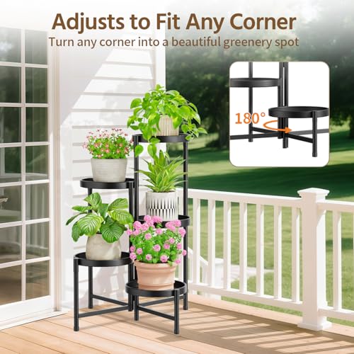 LASZOLA Plant Stand Indoor with 10 Inch Large Metal Tray, 5 Tier Black - color: Glossy Black, size: 5 Tier