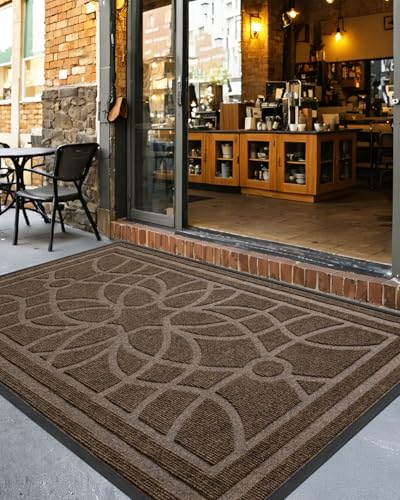 DEXI Front Door Mat Outside Entrance 3x5, Heavy Duty Non Slip, Brown - color: Brown, size: 35" X 59" (Rectangular)