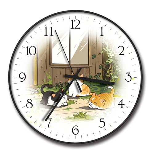 8 inch Decorative Wall Clock Battery Operated, Cats - color: M2411-cats, size: 8 Inch