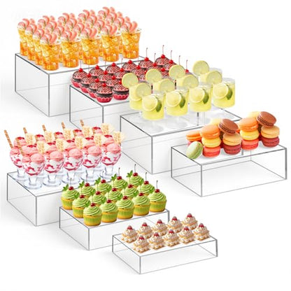 Leinuosen 7 Pcs Large Acrylic Buffet Risers, 6-12" Rectangle, Clear - color: Clear, size: 6" to 12", style: Rectangle