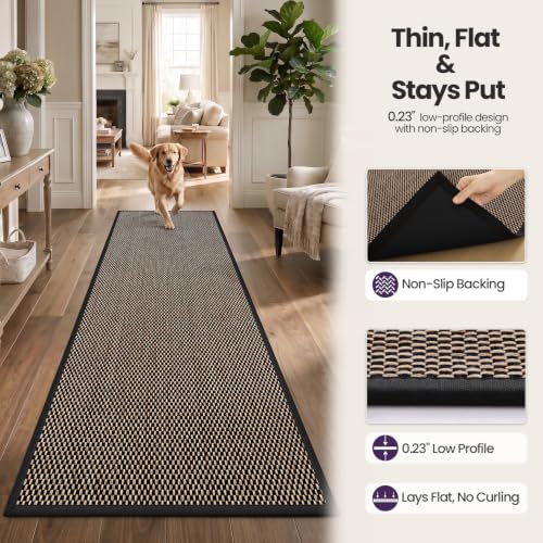 DEXI Ultra Thin Hallway Runner Rug 24x72, Non Slip Entryway Rugs,Black - color: Black, size: 24" X 72" (Runner)