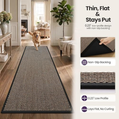 DEXI Ultra Thin Hallway Runner Rug 24x72, Non Slip Entryway Rugs,Black - color: Black, size: 24" X 72" (Runner)