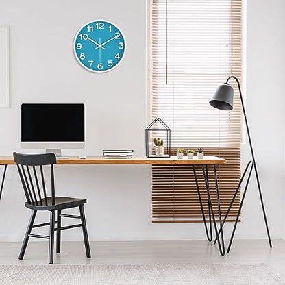 HIPPIH 10 Inch Wall Clock, 2Pack Silent Non Ticking Battery Operated Clocks - color: Blue, size: 10 inches
