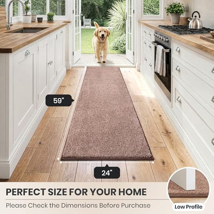PURRUGS Hallway Runner Rug, 24" x 59", Brown-Light Cream - color: Brown-light Cream, size: 24" X 59"