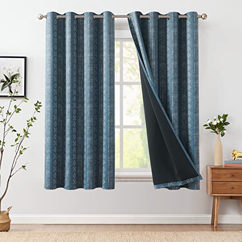 jinchan Boho Blackout Curtains 54 Inch Length for Bedroom - color: Boho | White on Blue, size: 52"W x 54"L (Pack of 2)