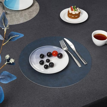 Myir JUN 14" Round Placemats Set of 4, Reversible Dual-Color Place Mats - color: Gray Blue