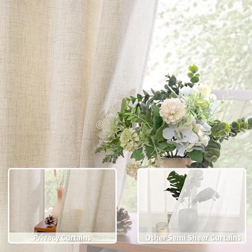 BGment Begie Faux Linen Curtains 63 Inch Length 2 Panels for Bedroom - color: B - Linen Beige, size: 52"W x 63"L (Pack of 2)