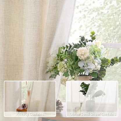BGment Begie Faux Linen Curtains 63 Inch Length 2 Panels for Bedroom - color: B - Linen Beige, size: 52"W x 63"L (Pack of 2)