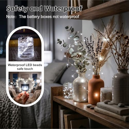 8 Pack Rechargeable LED Fairy Lights 7Ft 20LED Battery Operated - color: White