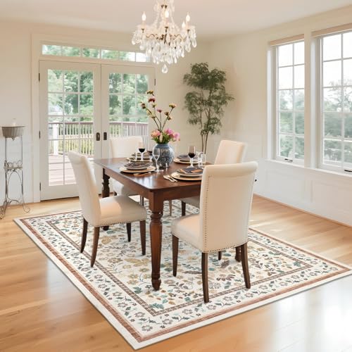 GarveeHome 6x9 Area Rugs for Living Room Machine Washable Beige - color: Beige, size: 6' x 9' (Rectangular)