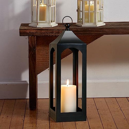 Modern Farmhouse Lantern Decor Metal Decorative Hanging Candle Lanterns - size: Large