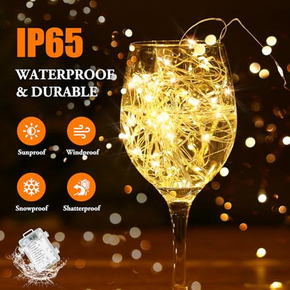 2 Pack 33FT 100 LED Fairy Lights Battery Operated with Timer & Remote