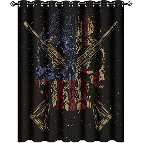 Abstract American Flag Blackout Curtains for Bedroom,Independence Day Fantasy Galaxy Gothic Flag Colors Skull Room Darkening Window Curtains with Grommets - 2 Panels 54L x 21W - color: Abstract American Flag, size: 42"W x 54"L (Pack of 1)