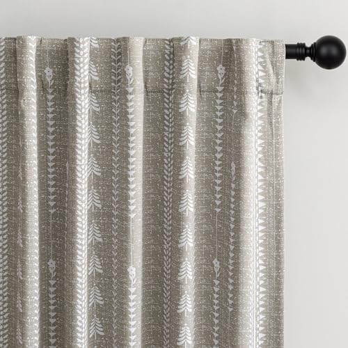 MEETSKY Boho Taupe 95% Blackout Bedroom Curtains 50Wx84L,2 Panels - color: Khaki, size: 50"W x 84"L (Pack of 2)