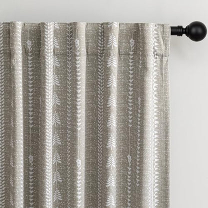 MEETSKY Boho Taupe 95% Blackout Bedroom Curtains 50Wx84L,2 Panels - color: Khaki, size: 50"W x 84"L (Pack of 2)