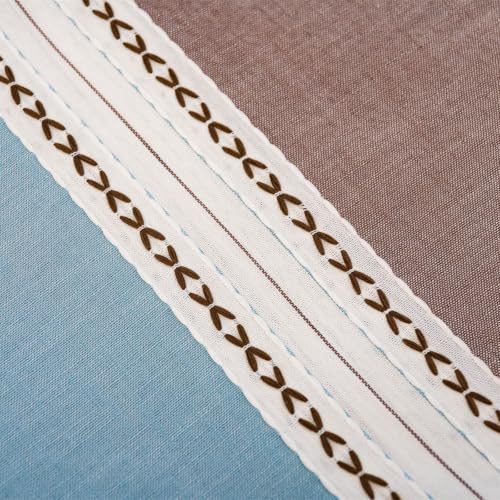 Deeprove Boho Linen Curtains 84 inch for Bedroom Living Room, Semi Blackout Textured Farmhouse Tassels Window Treatment Bohemian Embroidery Drape Rod Pocket 1 Panel 52" W x 84" L, Blue and Brown - color: Blue + Brown, size: 52"W x 84"L (Pack of 1)
