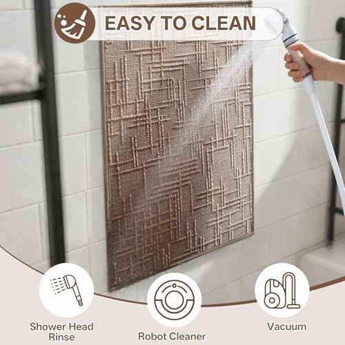 Bath Mat Non Slip,Quick Dry Bathroom Rug Under Door,16"x24",Brown - color: A- Brown, size: 16"x24"