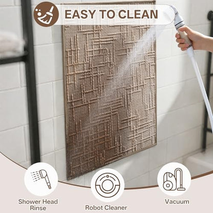 Bath Mat Non Slip,Quick Dry Bathroom Rug Under Door,20"x32",Brown - color: A- Brown, size: 20" x 32"