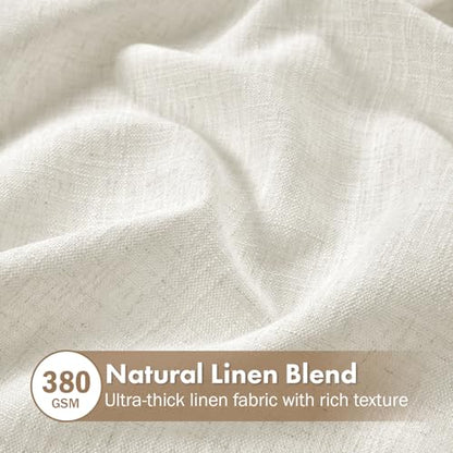 MIULEE Thick Linen Curtains, 42Wx96L, Neutral Ivory Semi Sheer - color: Beige White, size: 42"W x 96"L (Pack of 2)