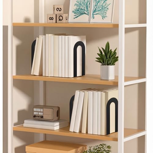 Chunful 6 Pcs Black Metal BookEnds Shelves, 7.5 x 5.75 x 3.5 in - color: Black, size: 7.5*5.75*3.5inch