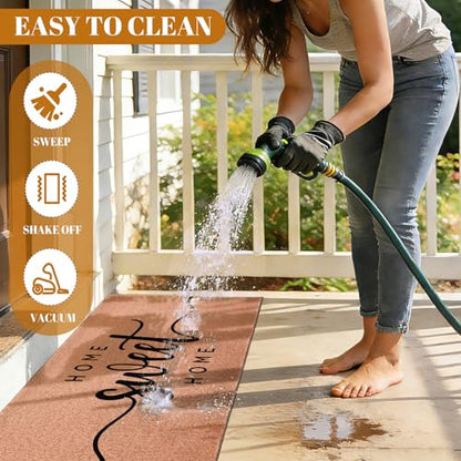 Home Sweet Home Long Doormat for Double Door Entrance, 24x59 Inch