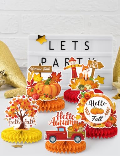 Fall Thanksgiving Table Decorations, Autumn Honeycomb Centerpieces - style: 9 PCS Fall