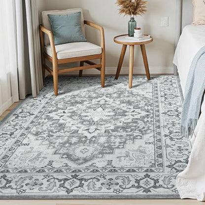 Lessymo 5x8 Area Rug for Living Room, Machine Washable Super Soft Rugs Grey - color: Grey Beige, size: 5' x 8' (Rectangular)