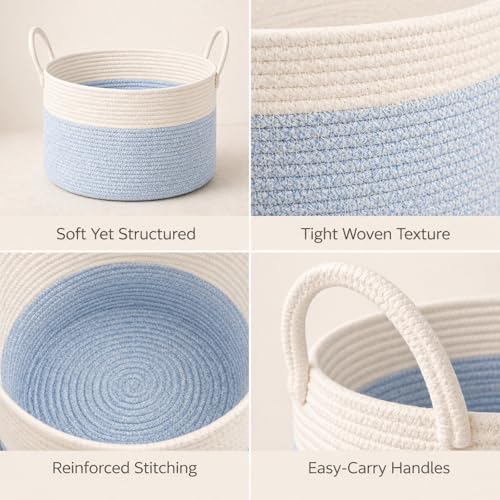 Extra Large Gift Basket Empty to Fill, 32L, Light Blue and White - color: White Blue, size: Large