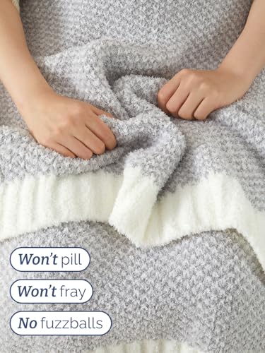 Heathered Grey Throw Blanket - Double Sided Cozy Knitted Blanket - 50x60 - color: 01 - Heathered Grey