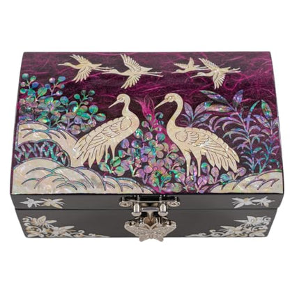 February Mountain Mother of Pearl Small Jewelry Ring Box - Gifts for best friends women, Thank you gifts, mom birthday gifts, Friendship Women Gifts Trinkets Keepsake Treasure box (Purple_Crane) - color: Purple_Crane
